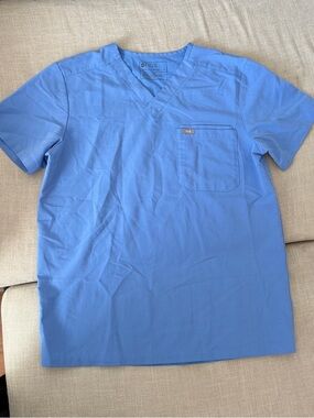 Figs Womens Light Blue Scrub Top